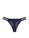 Victoria's Secret PINK Midnight Navy Blue Thong Butterfly Lace Knickers