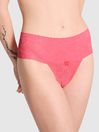 Victoria's Secret PINK Crazy For Coral Pink Hipster Thong Butterfly Lace Knickers