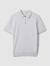 Reiss Soft Grey Finch Cotton Blend Contrast Polo Shirt