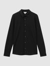 Reiss Black Corsica Textured Button-Through Shirt