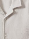 Reiss Silver Gerrard Senior Textured Cotton Cuban Collar Shirt