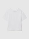 Reiss White Selby Senior Oversized Cotton Crew Neck T-Shirt