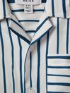 Reiss White/Blue Rava Striped Cuban Collar Shirt