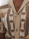 Reiss Camel Multi Beresford Knitted Cuban Collar Shirt