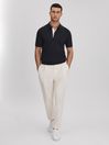 Reiss Navy Finch Cotton Blend Contrast Polo Shirt