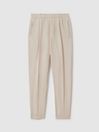 Reiss Stone Pact Relaxed Cotton Blend Elasticated Waist Trousers