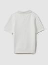 Reiss White Pascoe Junior Textured Modal Blend Polo Shirt