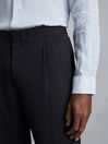 Reiss Navy Pact Relaxed Cotton Blend Elasticated Waist Trousers