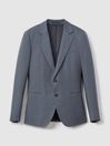 Reiss Airforce Blue Kin Slim Fit Single Breasted Linen Blazer