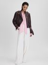 Reiss Berry Maeve Cropped Leather Biker Jacket