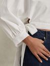Reiss Ivory Immy Cropped Blouson Sleeve Top