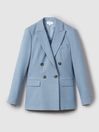 Reiss Blue June Petite Double Breasted Suit Blazer with TENCEL™ Fibers