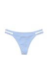 Victoria's Secret PINK Harbor Blue Lace Trim Rib Strappy Thong Knickers