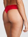 Victoria's Secret PINK Red Pepper Lace Trim Thong No Show Knickers
