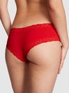 Victoria's Secret PINK Pin Up Red Lace Trim Rib Cheeky Knickers