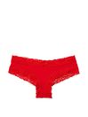 Victoria's Secret PINK Pin Up Red Lace Trim Rib Cheeky Knickers