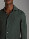 Reiss Dark Green Ruban Linen Button-Through Shirt