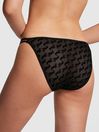 Victoria's Secret PINK Pure Black Cheeky Flocked Mesh Strappy Knickers