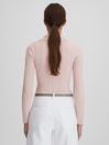 Reiss Nude Clemmie Ribbed Half-Zip Fitted Top