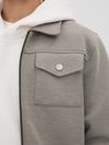 Reiss Taupe Medina Senior Interlock Jersey Zip-Through Jacket