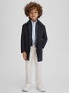 Reiss Navy Perrin Teen Trench Coat With Funnel-Neck Insert