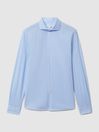 Reiss Soft Blue/White Fletcher Striped Cotton Blend Shirt