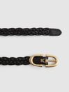 Reiss Black Bailey Woven Leather Horseshoe Belt