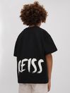 Reiss Washed Black Abbott Teen Cotton Motif T-Shirt