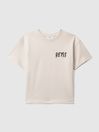 Reiss Ecru Abbott Teen Cotton Motif T-Shirt