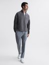 Reiss Grey Plaza Relaxed Fit Hybrid Funnel Jumper