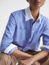 Reiss Blue/White Grace Contrast Stripe Collared Shirt
