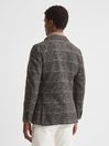 Reiss Charcoal Box Slim Fit Wool Blend Checked Single Breasted Blazer