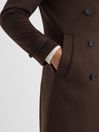 Reiss Mahogany Claim Wool Blend Double Breasted Coat