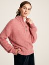Joules Kayleigh Pink Button Neck Ribbed Jumper