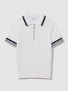 Reiss Optic White Chelsea Teen Half-Zip Polo Shirt