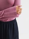 Reiss Pink Sasha Merino Wool Split Sleeve Jumper