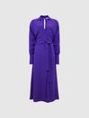 Reiss Purple Cecily Wrap Shirt Midi Dress
