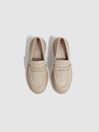 Reiss Ecru Adele Leather Chunky Cleated Loafers