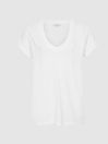 Reiss White Cotton-jersey V-neck T-shirt