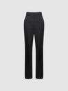 Reiss Black Haisley Tailored Flare Trousers