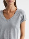 Reiss Grey Luana Cotton-jersey V-neck T-shirt