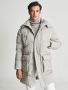 Reiss Stone Skye Longline Hooded Puffer Jacket