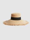 Reiss Natural Audley Frayed Straw Hat