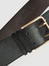 Reiss Black Appleton Leather Double Prong Belt