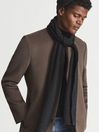 Reiss Charcoal Grey Alderney Ribbed 100% Cashmere Scarf