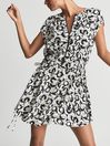 Reiss Black/White Marie Graphic Printed Mini Dress