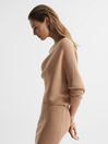 Reiss Camel Lara Off-the-shoulder Knitted Dress
