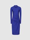 Reiss Cobalt Blue Freya Twist Front Dress