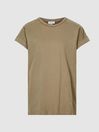 Reiss Khaki Tereza Cotton-jersey T-shirt