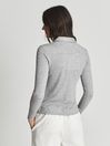 Reiss Grey Melange Fern Cotton Zip Neck Polo Shirt